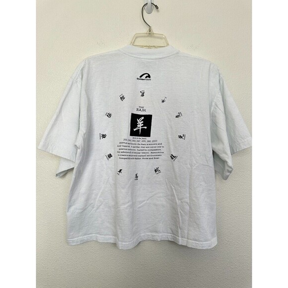 Vintage Q-Tees of California Year of Ox Zodiac Sign Boxy T-Shirt White Men Large - Picture 6 of 8